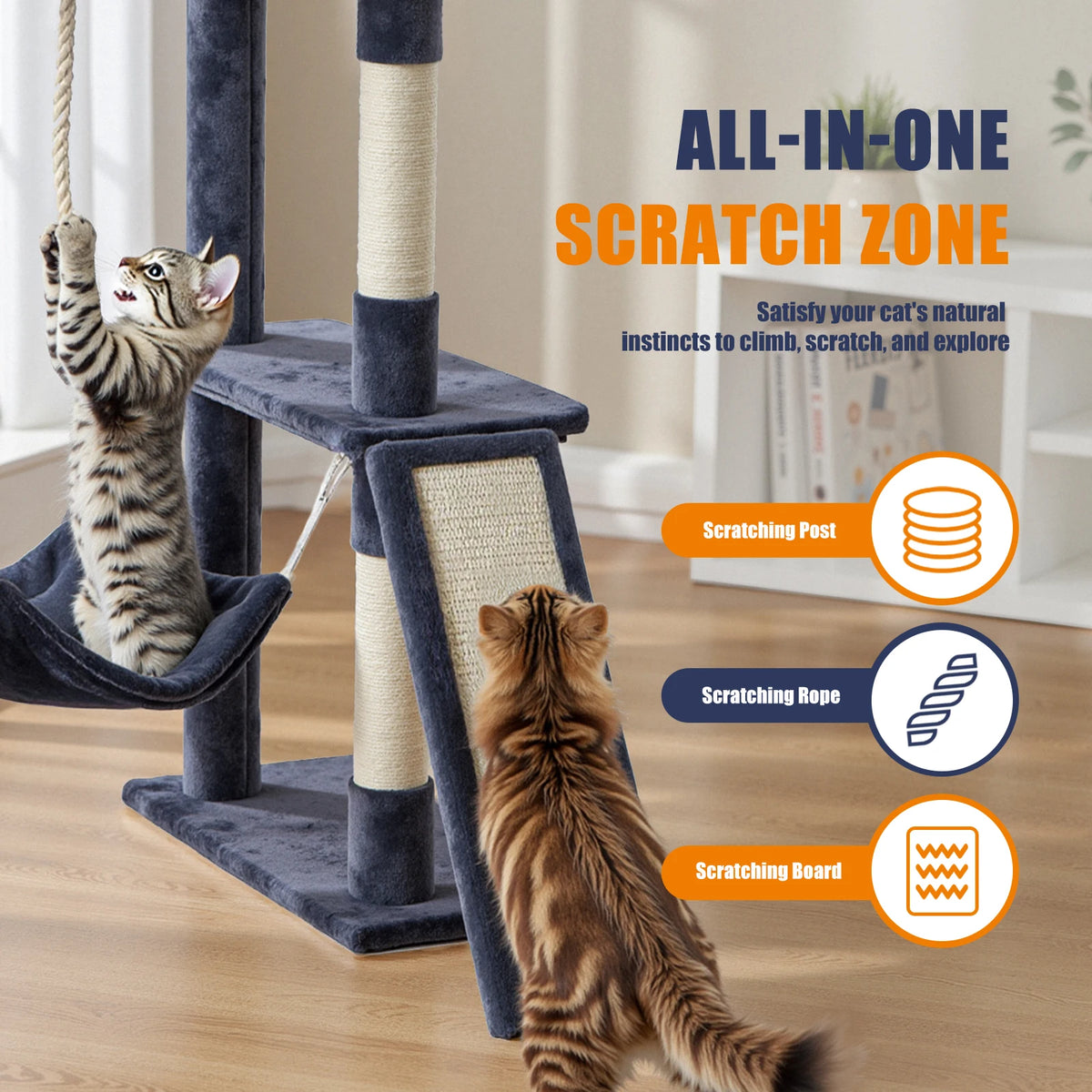JHK Multi-Level Cat Tree Tower With Sisal Scratching Posts