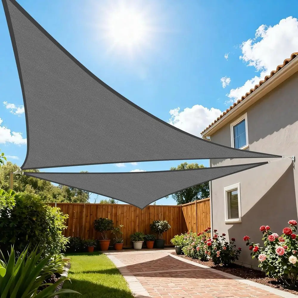 22'X22'X22' e Sun Shade Sail, 185GSM HDPE UV Block k Grey Awning Shade Cloth or Patio, Pool, Backyard (Custom