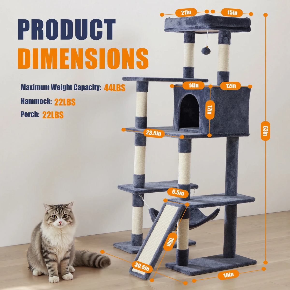 JHK Multi-Level Cat Tree Tower With Sisal Scratching Posts