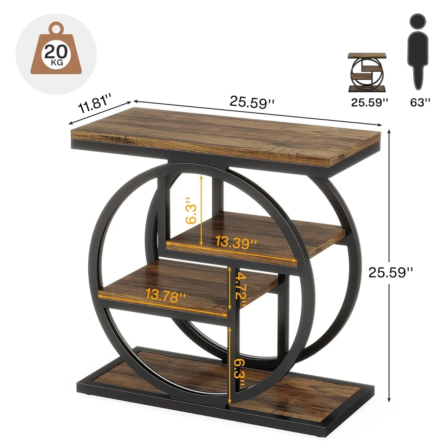 End Table Set of 2, 4-Tier Narrow Side Table with Storage Shelves, Wood Small Sofa Side Table with Geometric Metal, Customized
