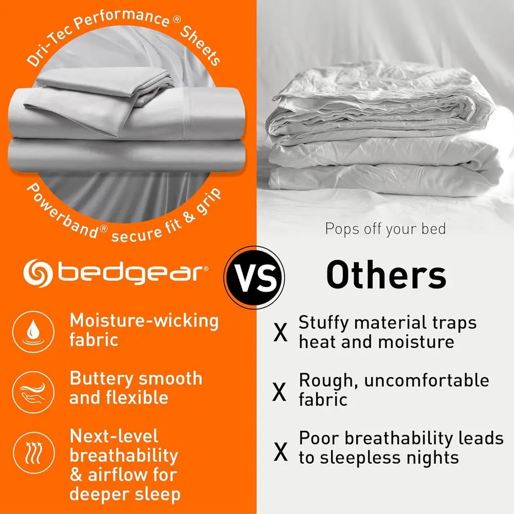 Dri-Tec Sheet Set – Moisture Wicking Technology, Breathable, Cooling Sheets – lat Sheet, itted Sheet, Pillowcases – All MattrTyp