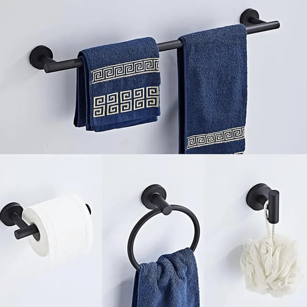 Eight-Piece Stainless Steel Bathroom Hardware Set With Towel Bar