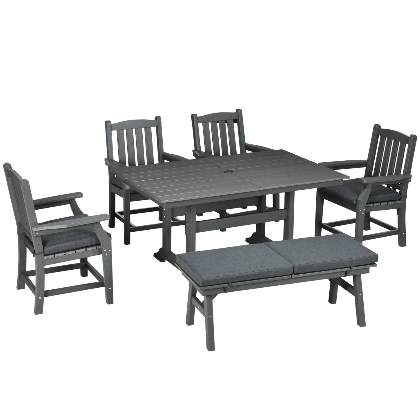 Outsunny Patio Dining Set with Umbrella Hole and Cushions