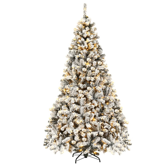 MULTIGOT Prelit Snow Flocked Hinged Artificial Christmas Tree