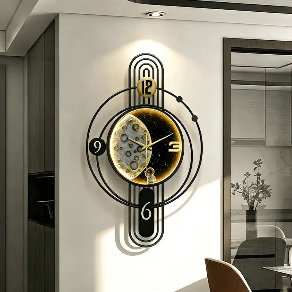31x20 Inch Large Illuminated Wall Clock, Modern Large Wall Clock Suitable, Stylish And Creative, Metal Frame Silent N