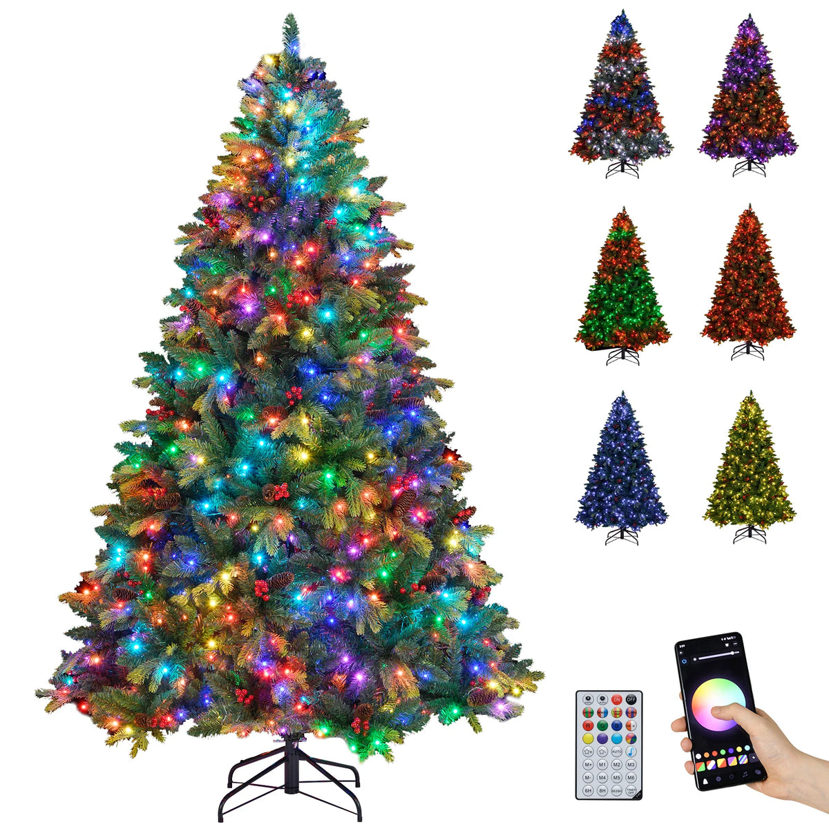 LIFEZEAL Hinged Artificial Christmas Tree With Remote And App Control