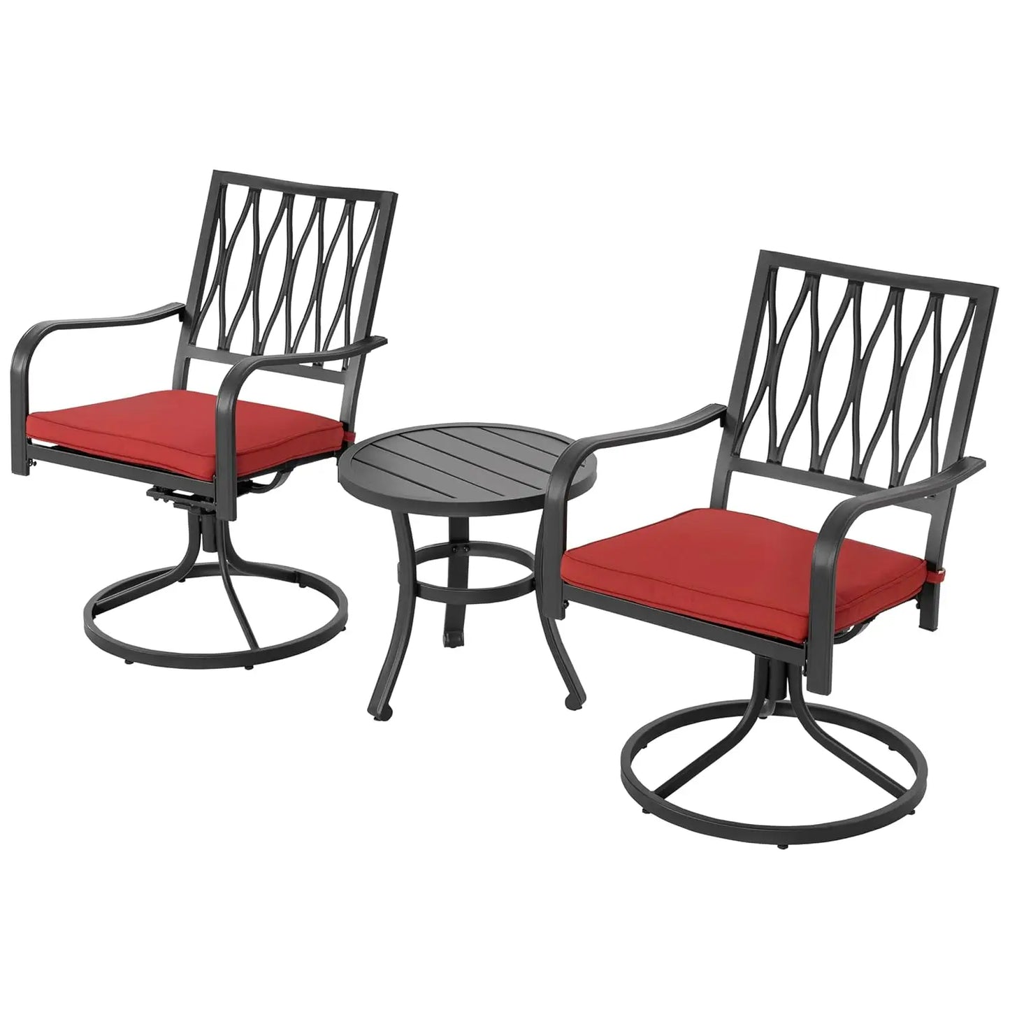 3-Piece Patio Bistro Set, All Weather Breathable Textilene Swivel Chairs and Side Table, Outdoor Patio Furniture Set, Custom