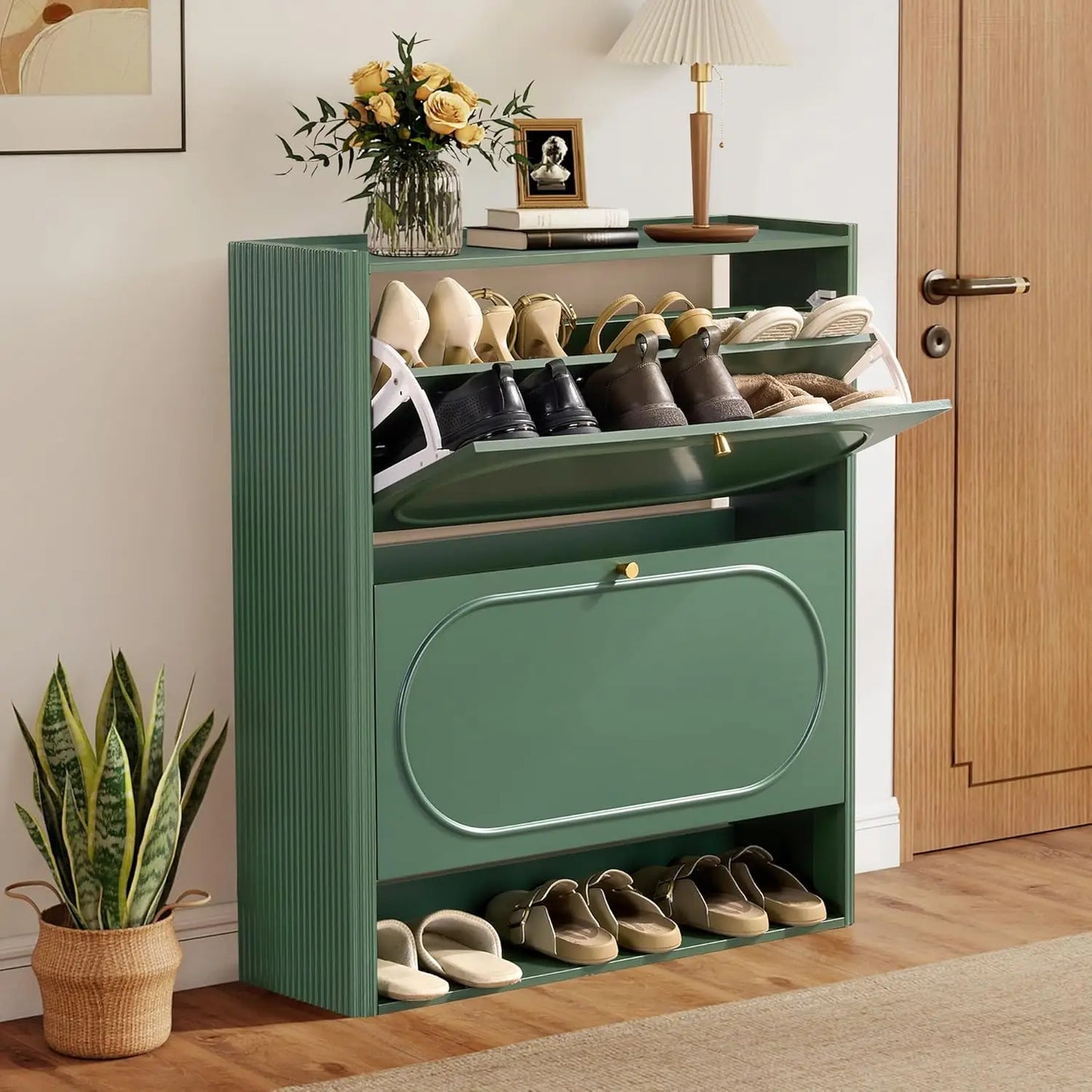 XIAOLANG Shoe Storage Cabinet With 2 Flip Drawers For Entryway