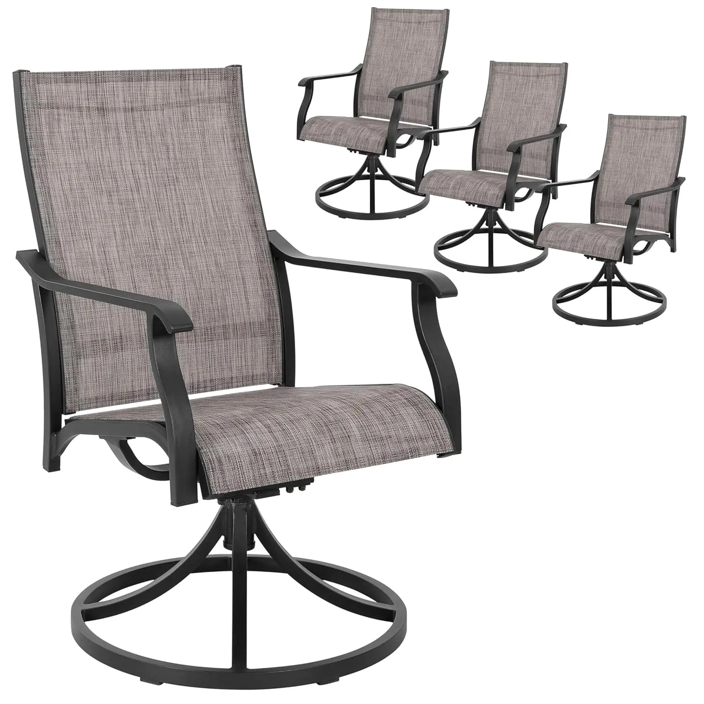Swivel Sling Patio Dining Chairs Set of 4 All-Weather Textilene Iron Frame Outdoor Lawn Garden Backyard , Custom