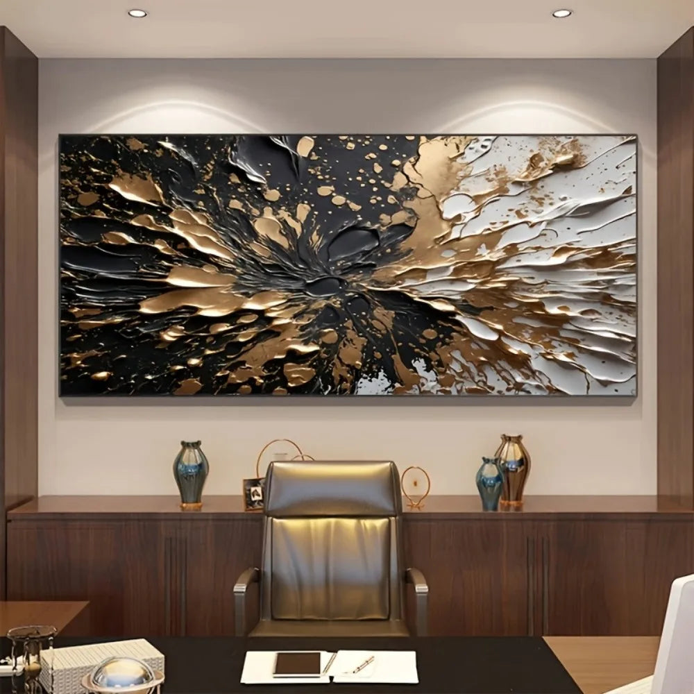 Modern Abstract Ink Splash Wall Mural In Pine Wood Frame
