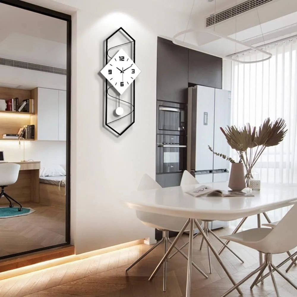 Swing Quartz Silent Wall Clock Modern Metal Home Decor Pendulum