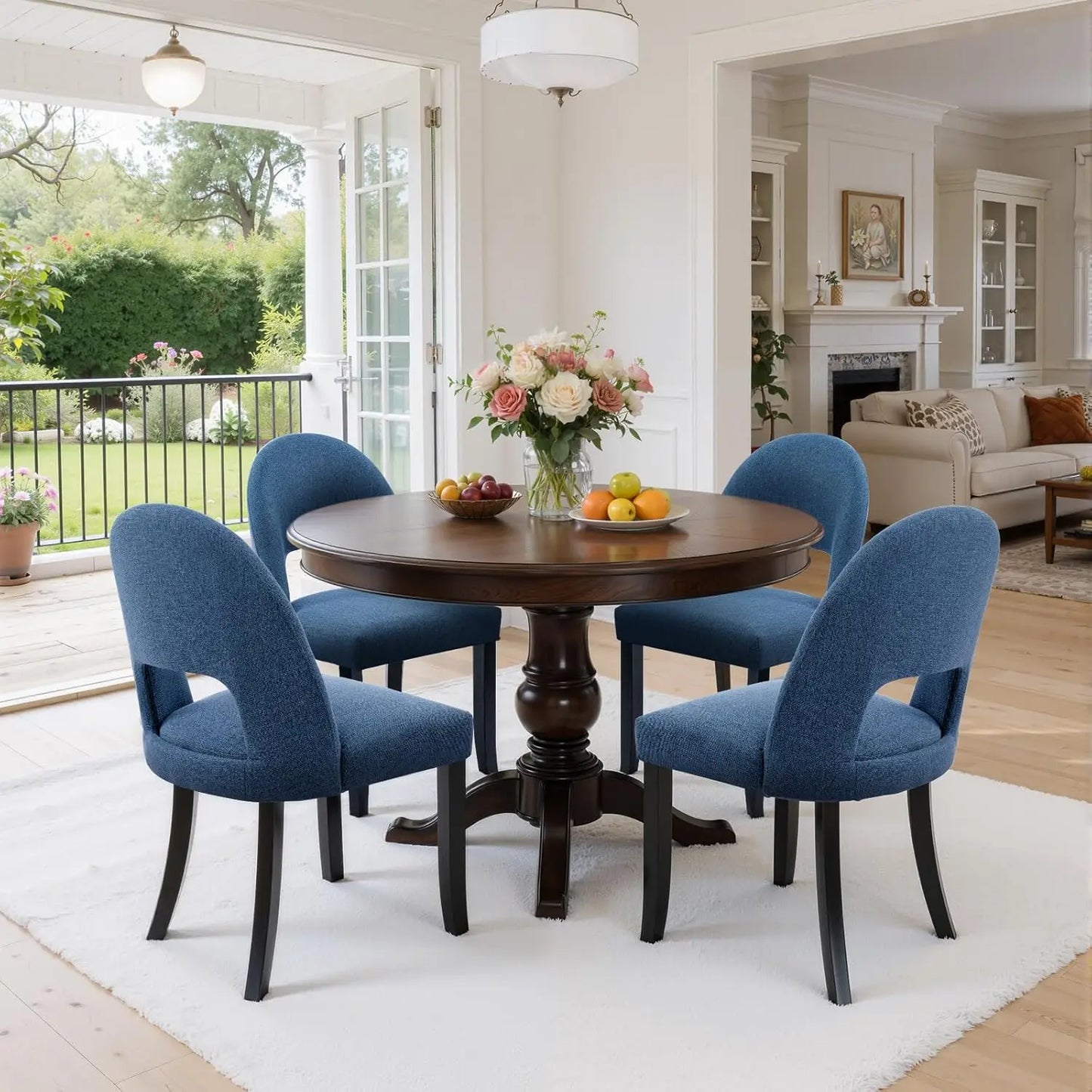 Upholstered Dining Chairs Set of 4 Mid Century Modern