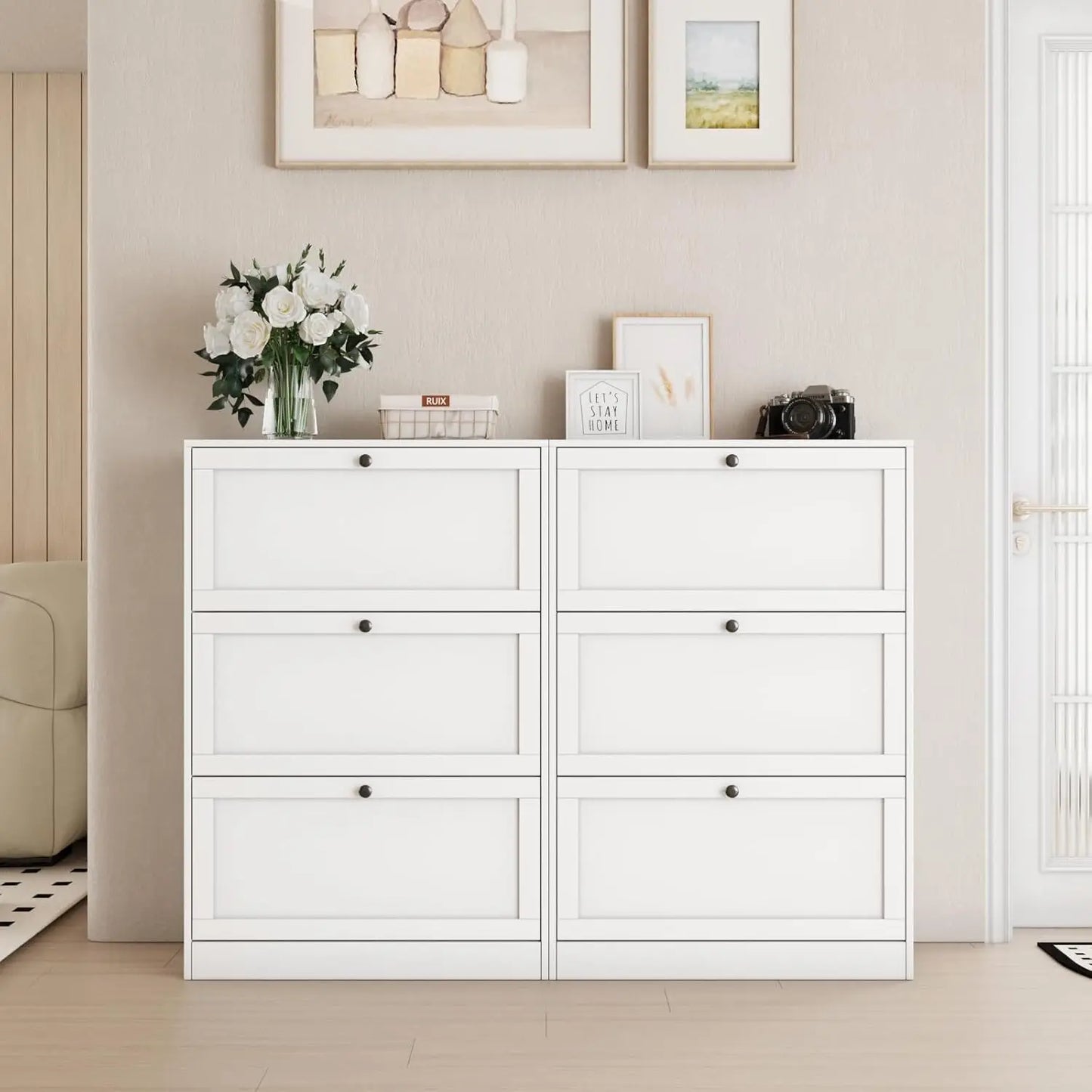 XIAOLANG Shoes Storage Cabinet With 3 Flip Drawers