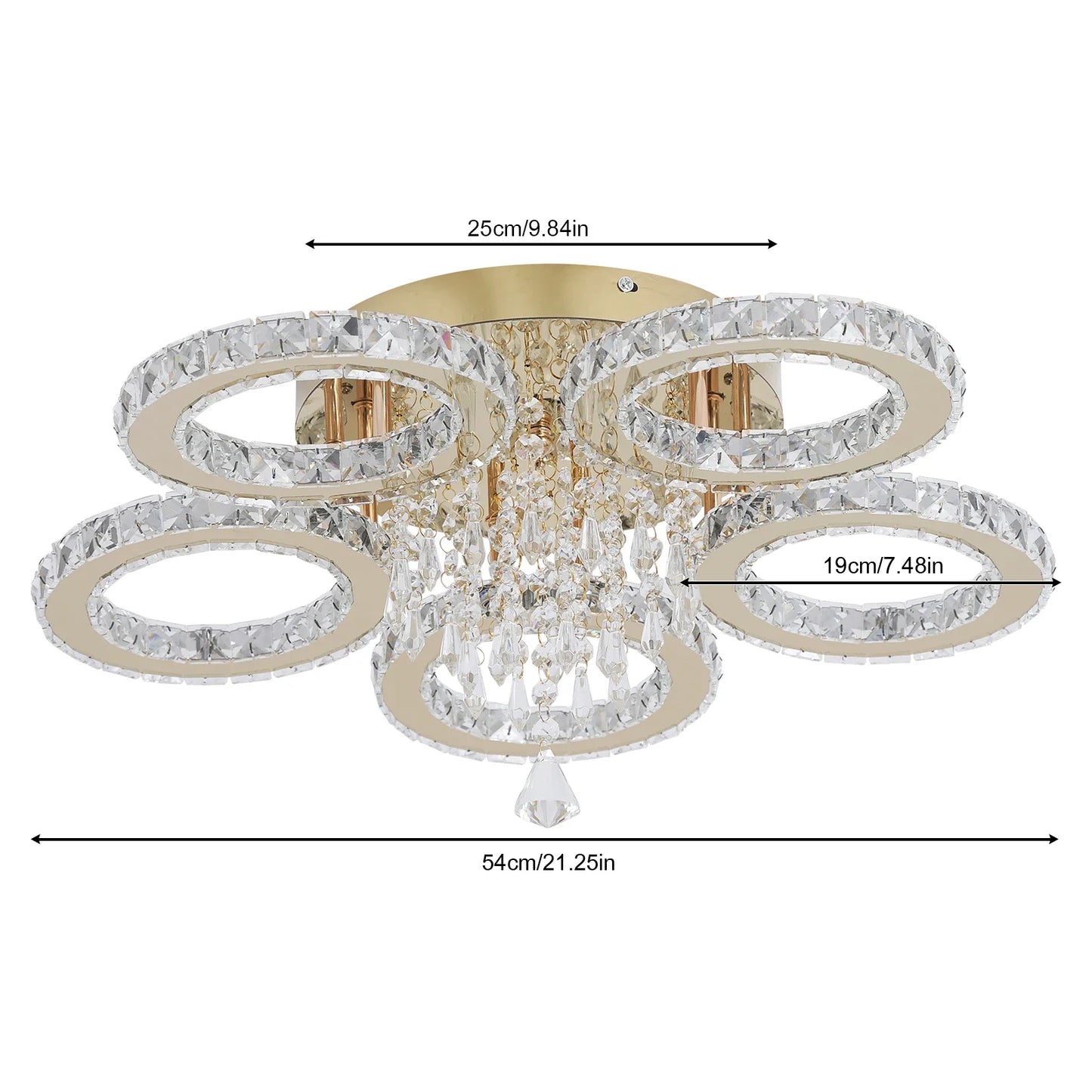 VETRULUS Crystal Chandelier Ceiling Light For Living Room