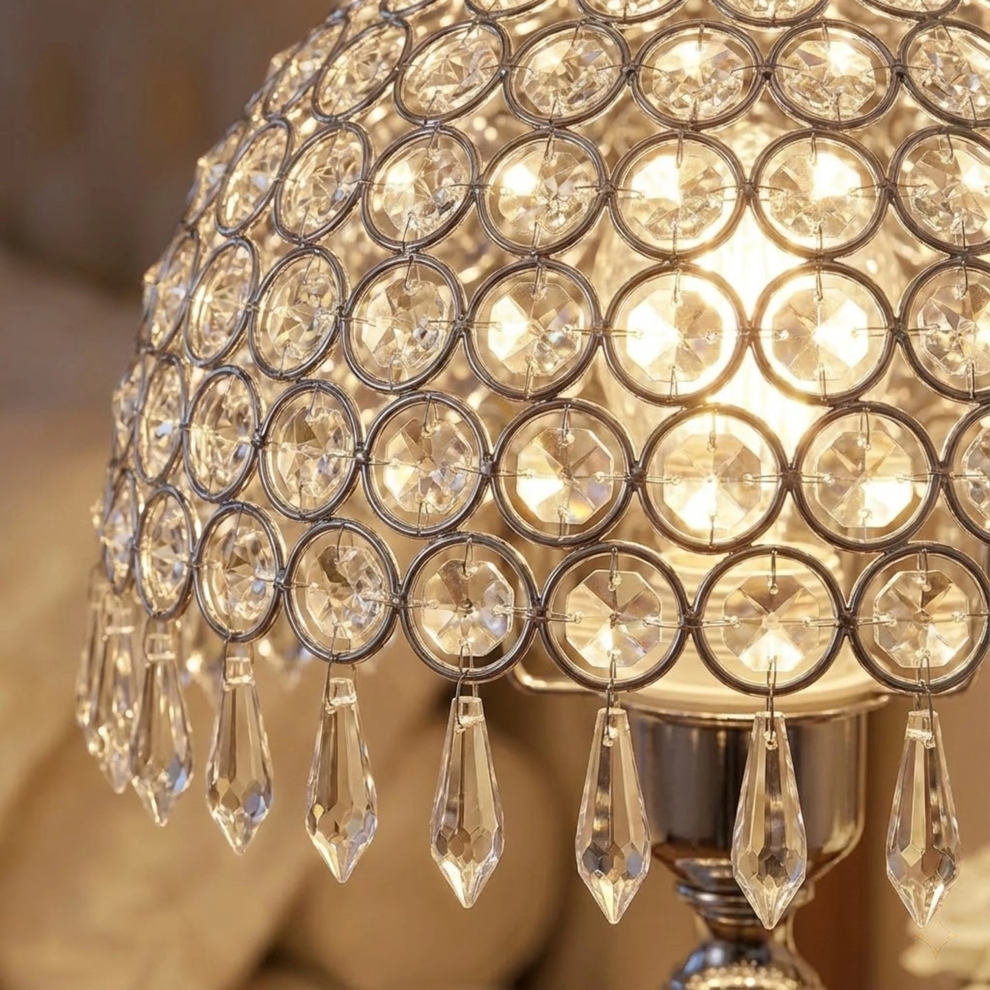 Crystal Table Lamp With Hanging Drops Modern E27 For Home