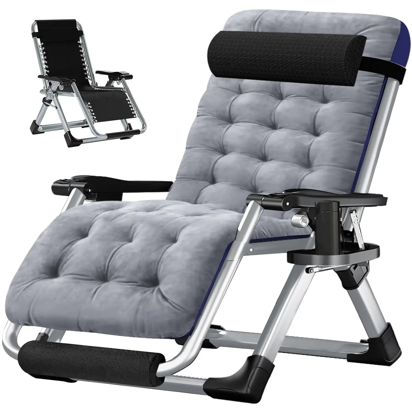 Zero Gravity Chair, Premium Lawn Recliner Folding Portable Chaise Lounge with Detachable Cushion, Headrest and Cup, Custom