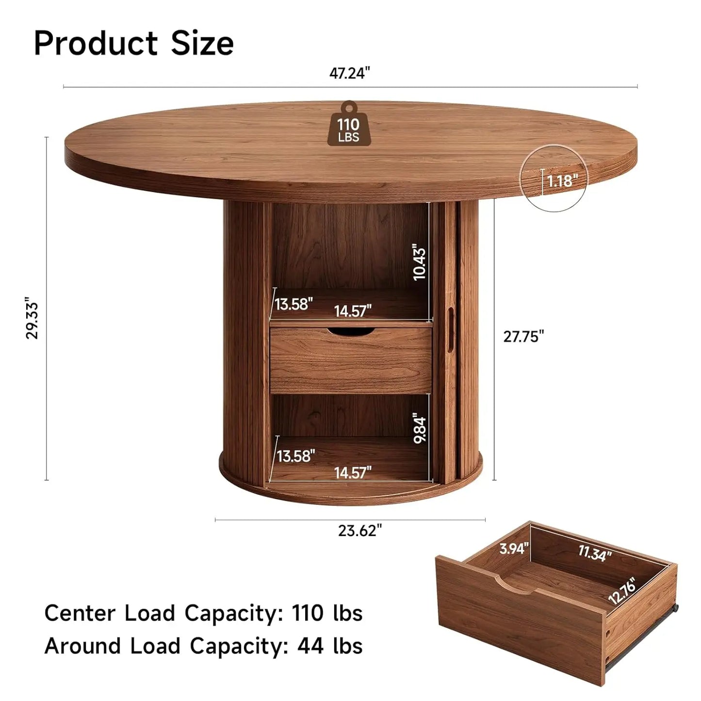 MOYU Round Dining Table For Four Modern Farmhouse Circle Table