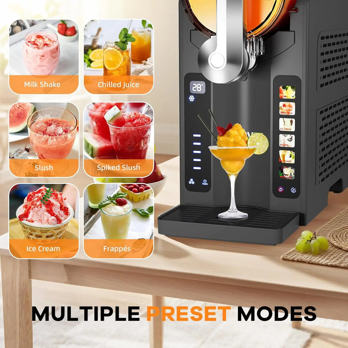 Acekool No Ice Slushie Maker With LED Display And Presets