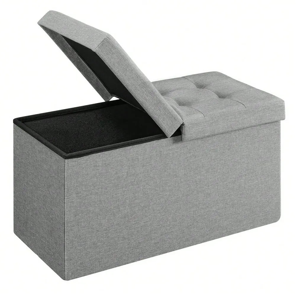 Collection - 30 Inches Storage Ottoman, Foldable Storage Bench With Flipping Lid, 660 Lb Load Capacity, For Entry