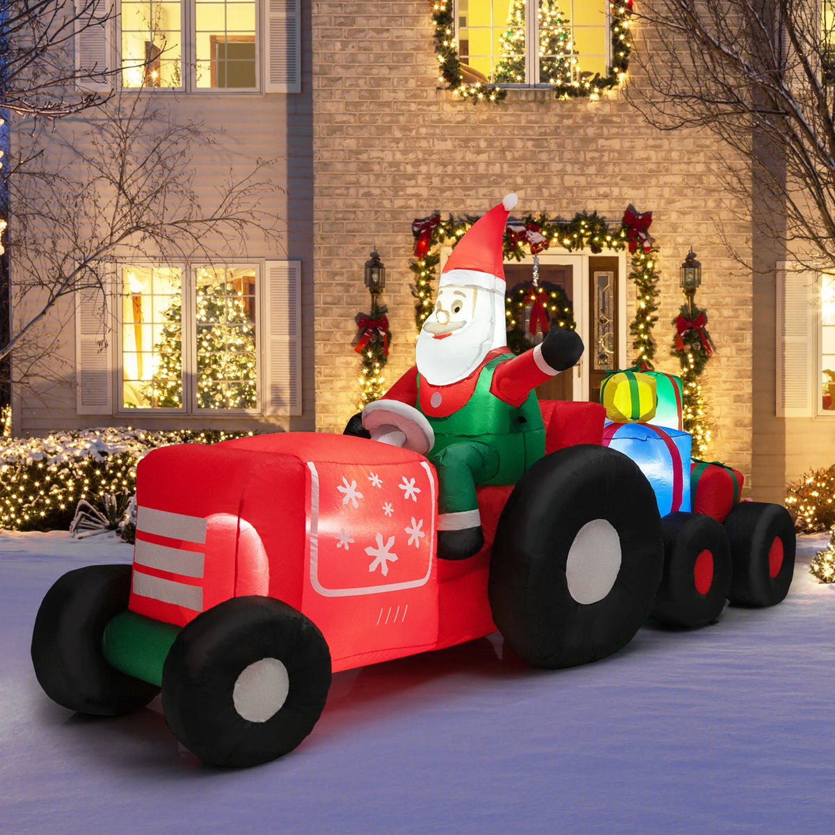 LIFEZEAL Christmas Inflatable Santa Decoration With Gifts And LED Lights