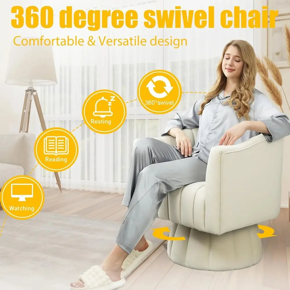 MOYU Velvet Upholstered Swivel Accent Chair 360 Degree Spin Armrest