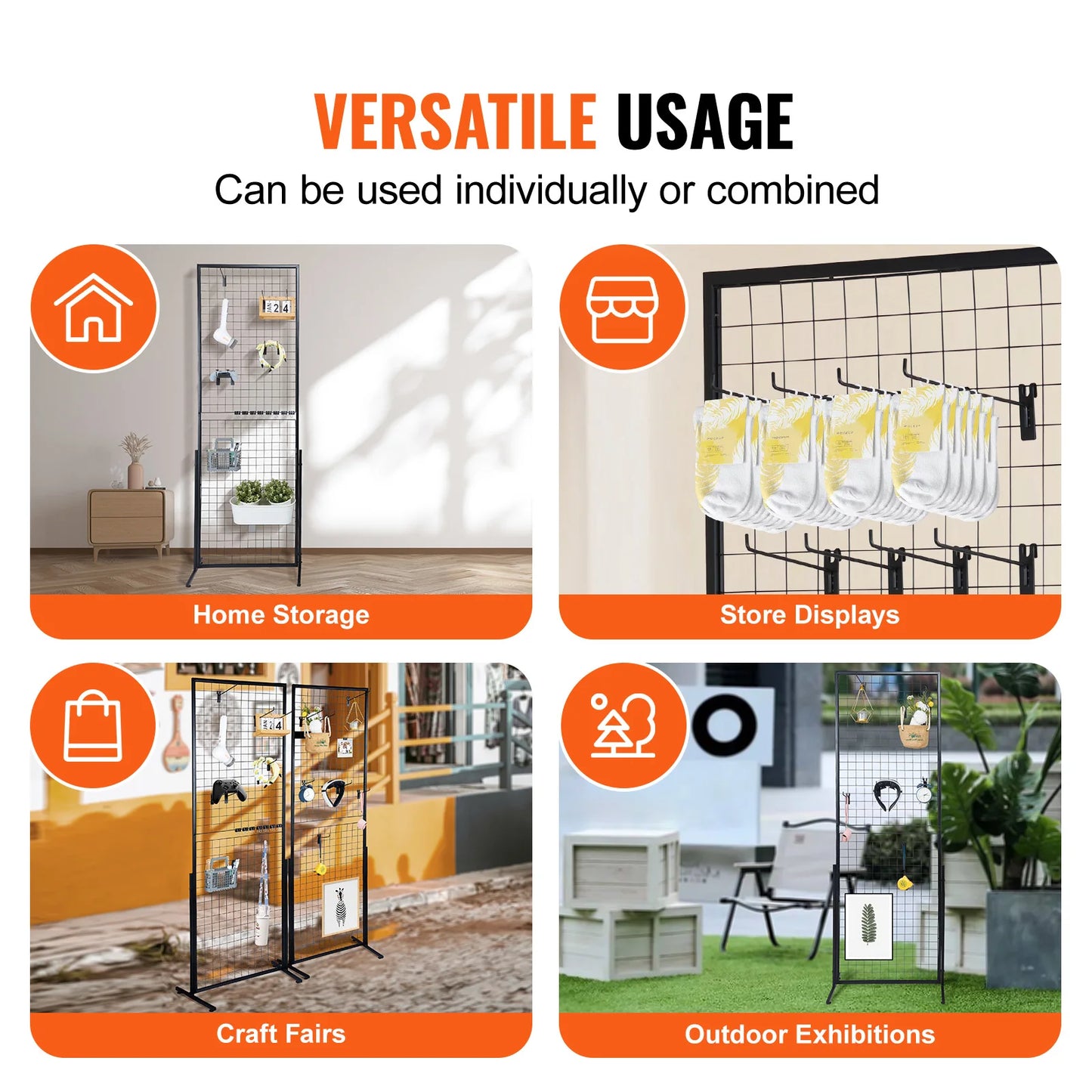 SucceBuy Grid Wall Panels Double Side Gridwall Display Racks