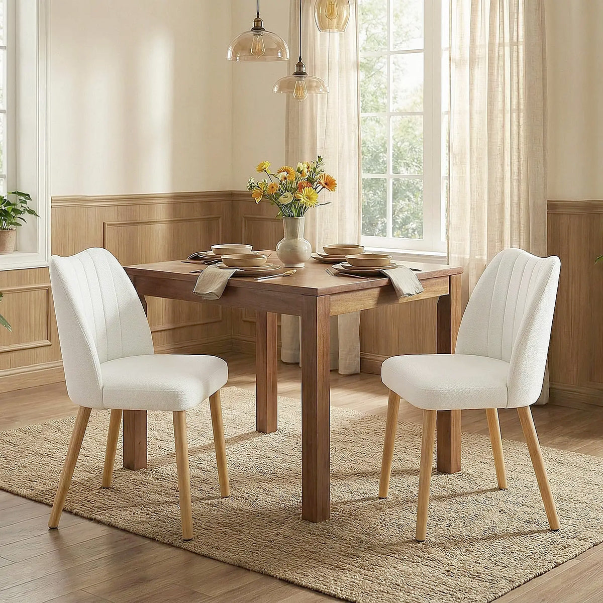 HiMISS Mid Century Modern Upholstered Dining Chairs Pair