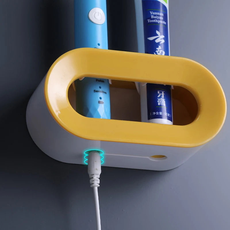 Electric Toothbrush Holder Double Hole Self Adhesive Wall Mount Bathroom