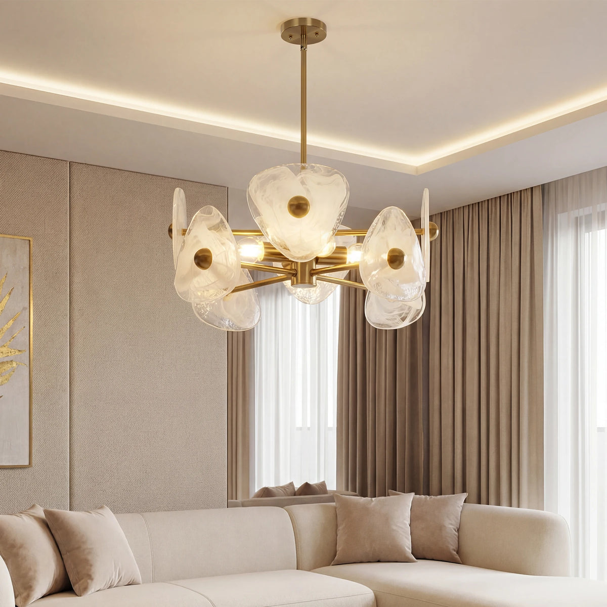 Modern Glass Chandelier For Dining Room And Bedroom Lighting