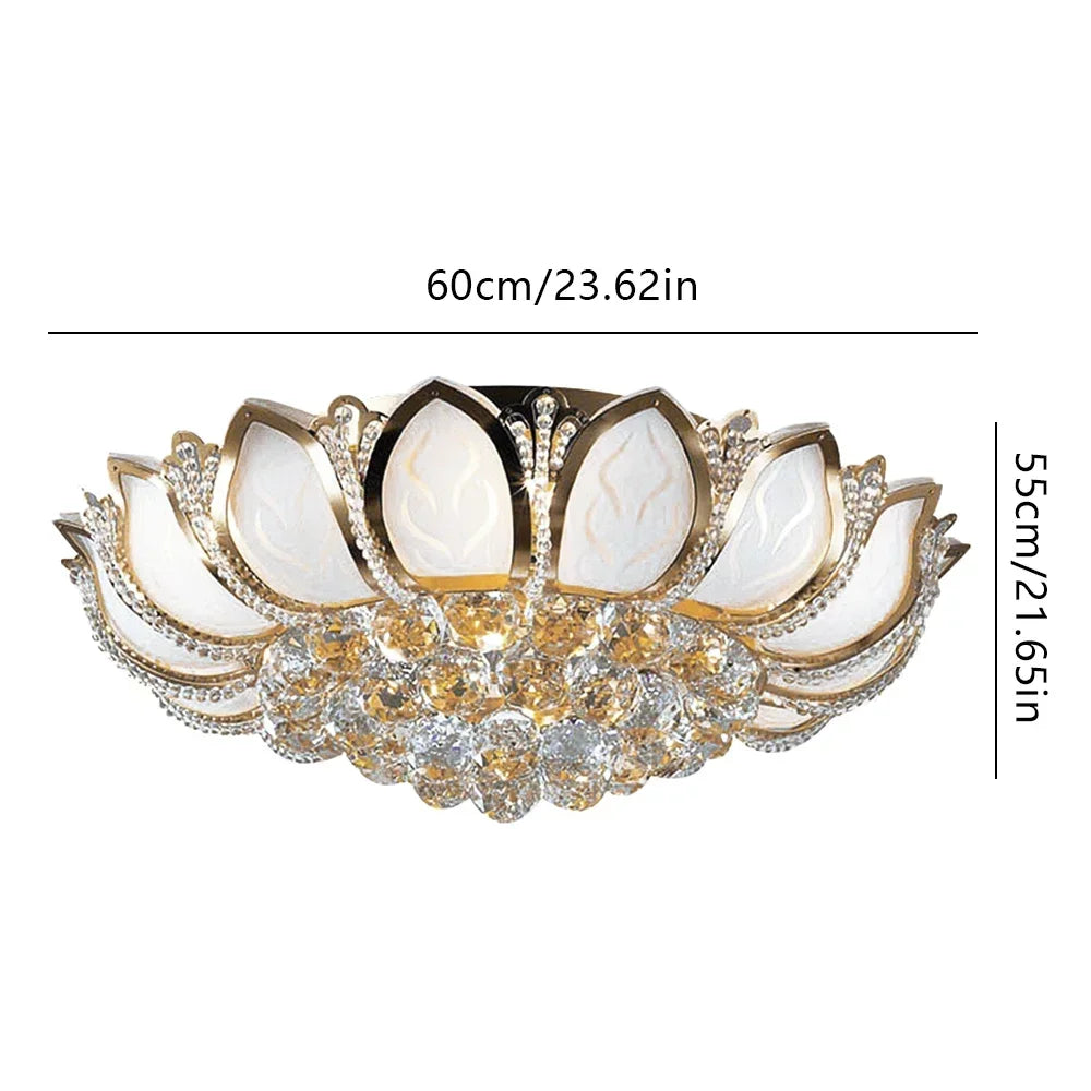 Flower Shaped Crystal Chandelier E12 Base 110V Ceiling Lamp