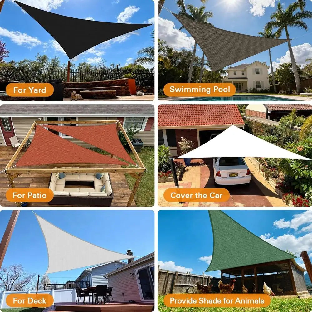 22'X22'X22' e Sun Shade Sail, 185GSM HDPE UV Block k Grey Awning Shade Cloth or Patio, Pool, Backyard (Custom