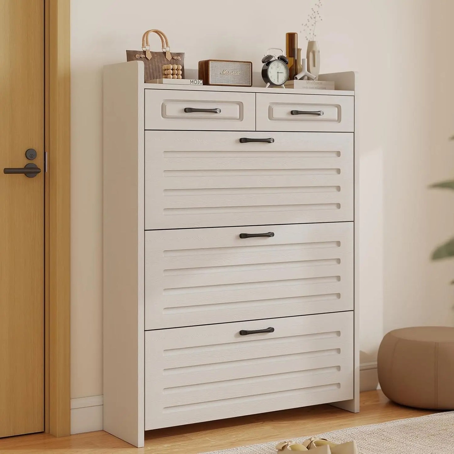 3-Drawer Flip-Top Slim Shoe Cabinet with 2 Storage Drawers Narrow Entryway Hallway Organizer, Custom