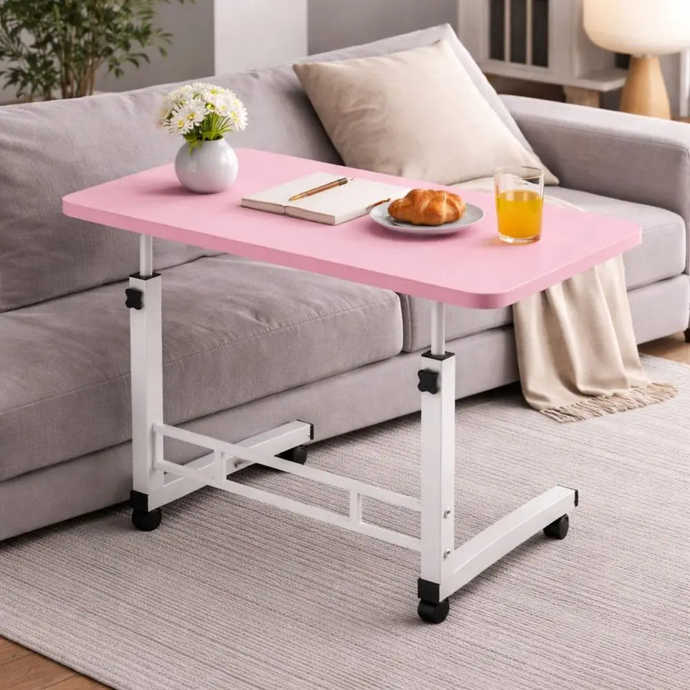 Rolling Overbed Table For Bed & Sofa – Space-Saving Mobile Side Desk, Easy To Move & Use Anywhere,Multiple Colors Available
