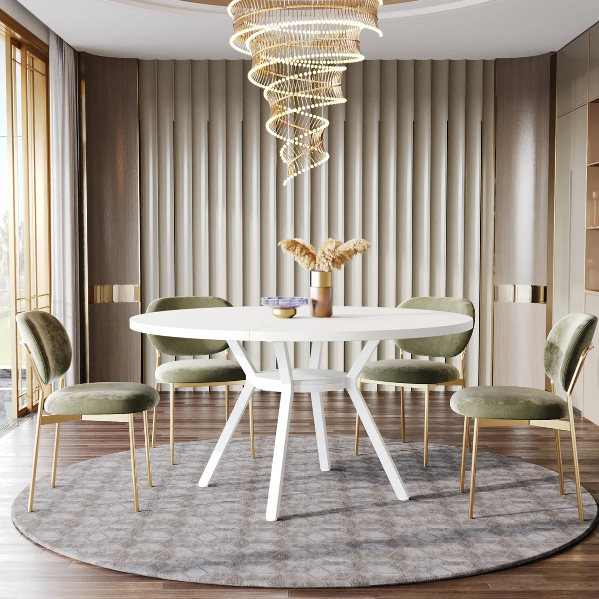 Tribesigns Industrial Round Farmhouse Dining Table For Home