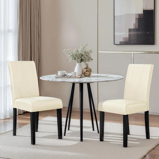 Faux Leather Parsons Dining Chairs High Back Upholstered Modern Style