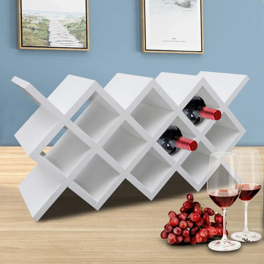Ten Cell Wood Free Standing Wine Rack Countertop Organizer