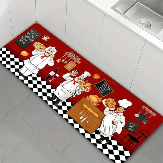 Premium Flannel Farmhouse Kitchen Mat Non Slip Washable Floor Rug