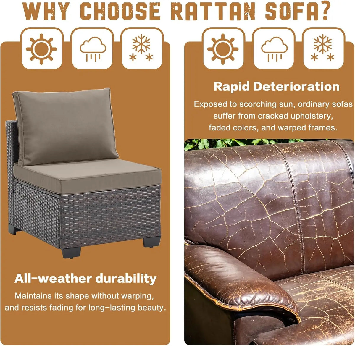Modern Outdoor PE Rattan Wicker All Weather Sectional Sofa