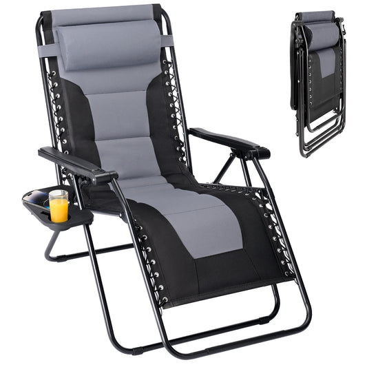 JHK Zero Gravity Reclining Lounge Chair With Pillow Cup Holder