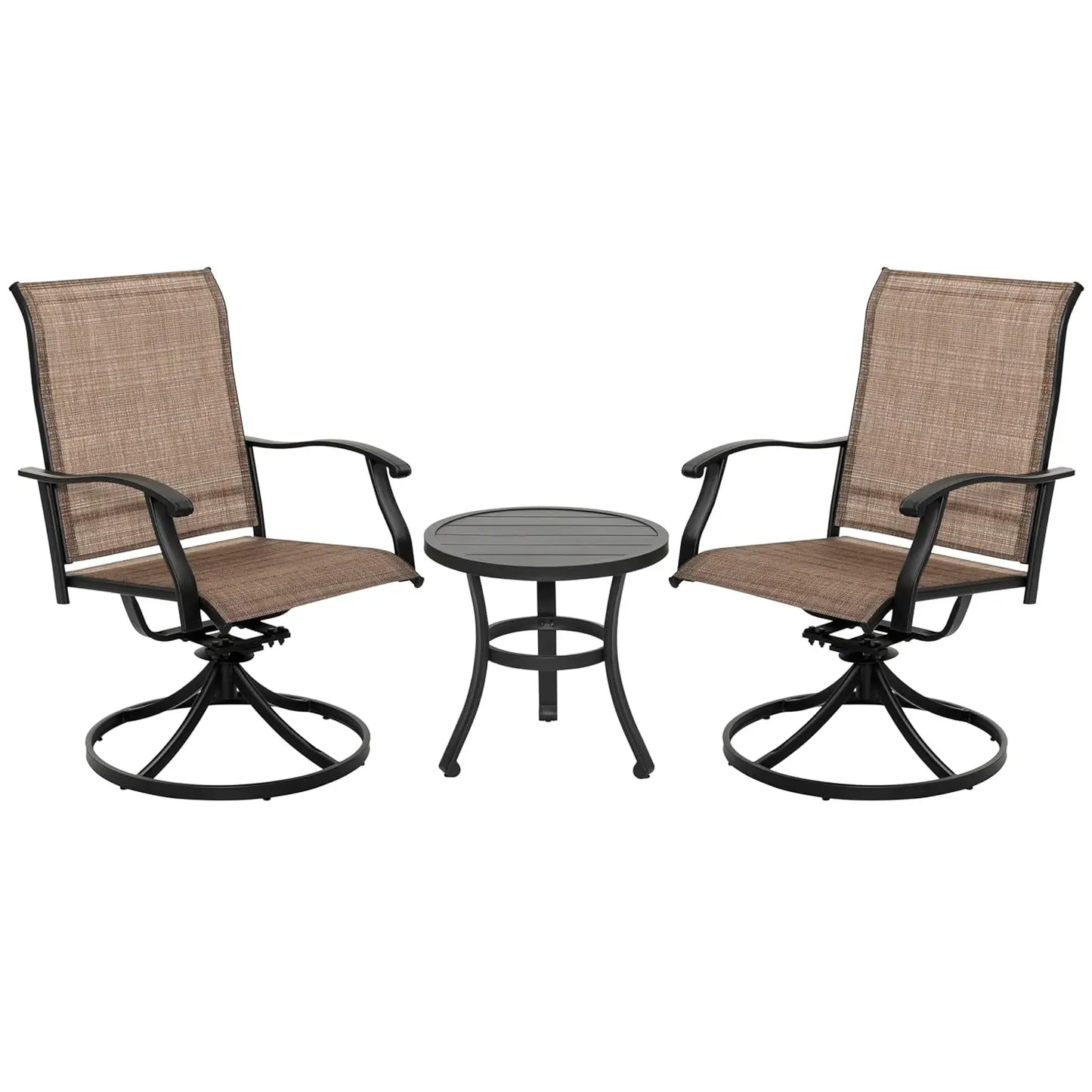3-Piece Patio Bistro Set, All Weather Breathable Textilene Swivel Chairs and Side Table, Outdoor Patio Furniture Set, Custom
