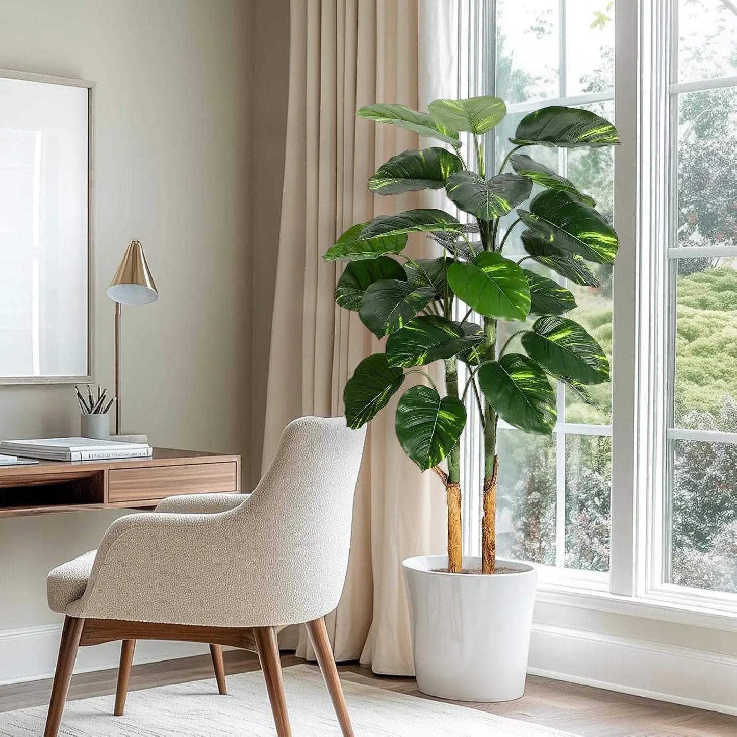 5ft/6ft Artificial Scindapsus Aureus Plant Indoor, Fake Tree, Faux Floor Plants, Artificial Tree for Home Office Living Room