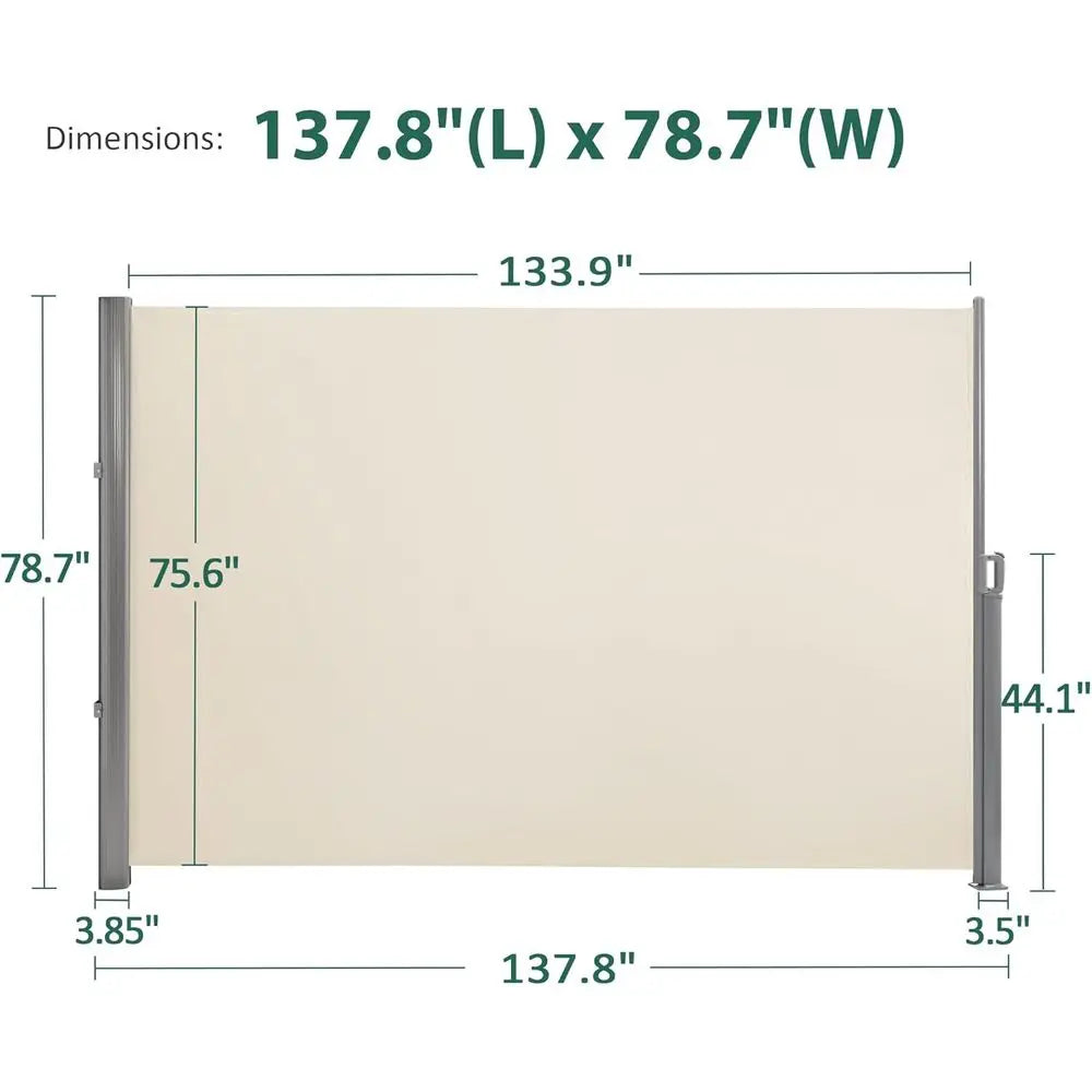 78" x 138" Aluminium Patio Retractable Side Awning, ully Assembled Waterproo Sunshade Privacy Sn or Garden, Balcony and Pools (B