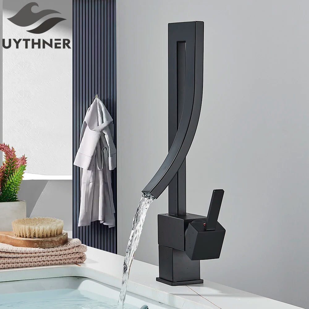Basin Faucet Black Bathroom Basin Mixers Deck Mounted Cold Hot Taps Single Lever Lavatory Sink Faucet Gold Washing Tap