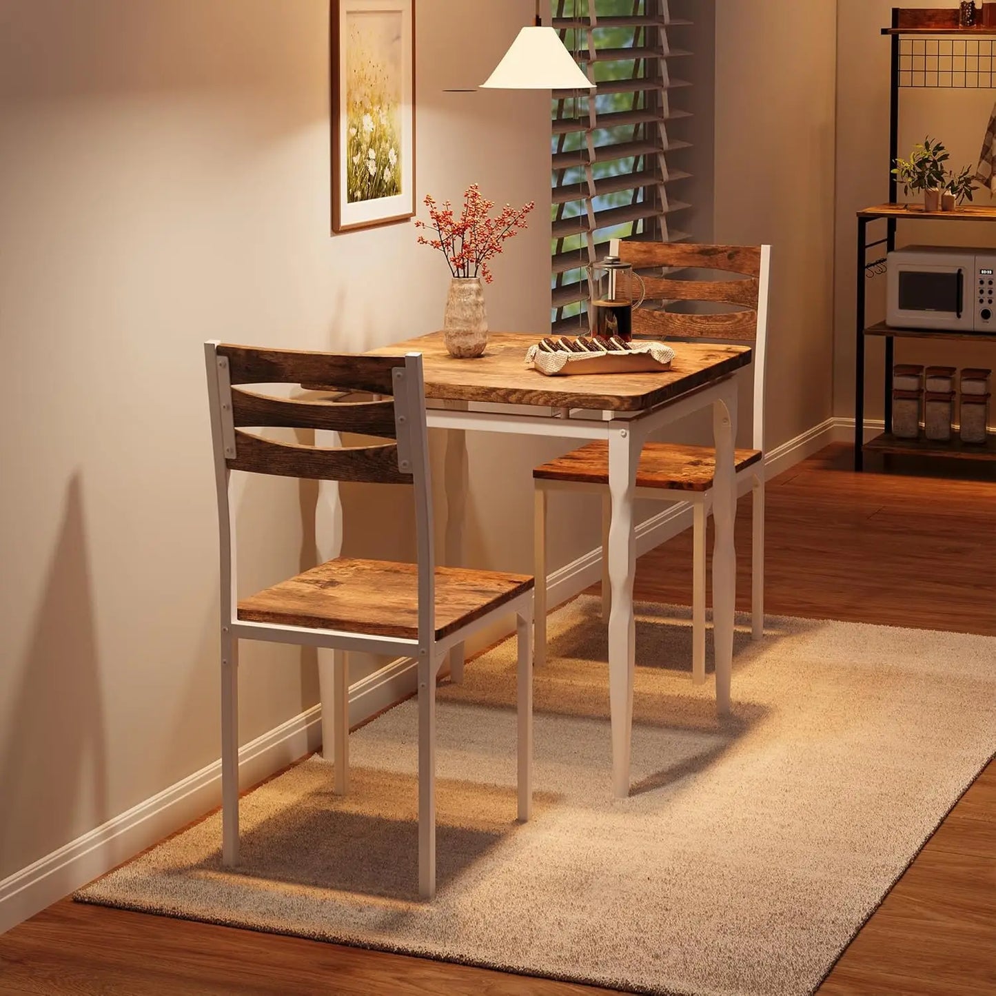 3 Piece Dining Table Set for 2, Dining Table and 2 Pieces Chairs, Dining Set for Small Spaces