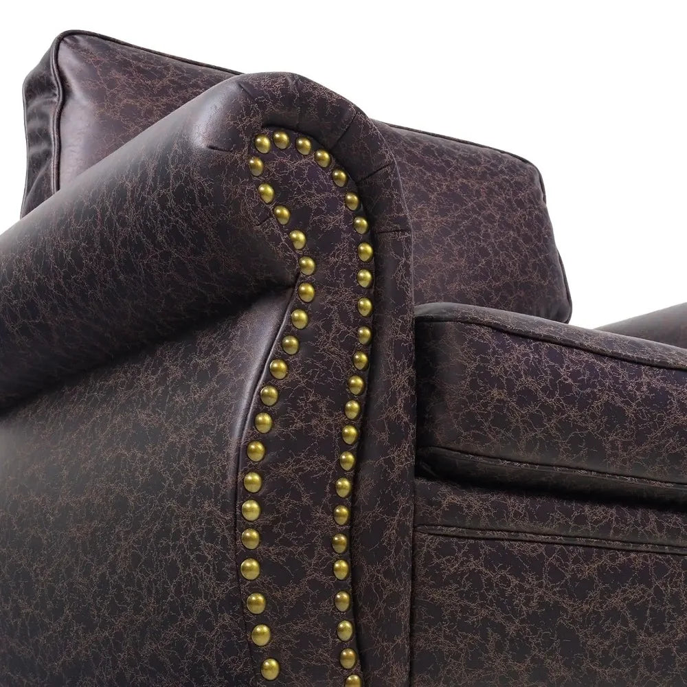 Mid Century Modern Sofa With Rivet Design For Living Rooms