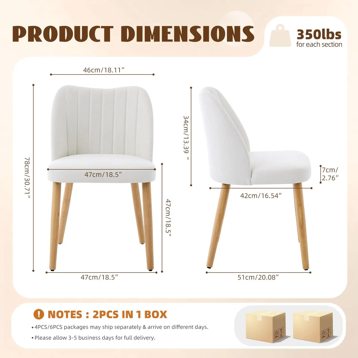 HiMISS Mid Century Modern Upholstered Dining Chairs Pair