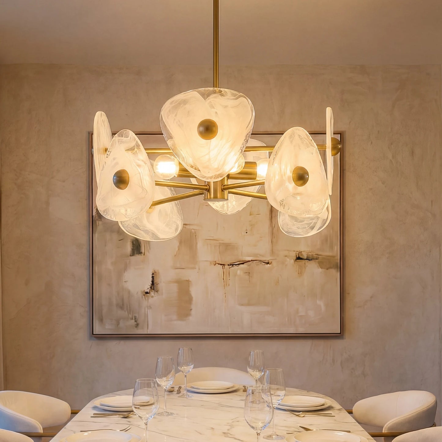 Modern Glass Chandelier For Dining Room And Bedroom Lighting