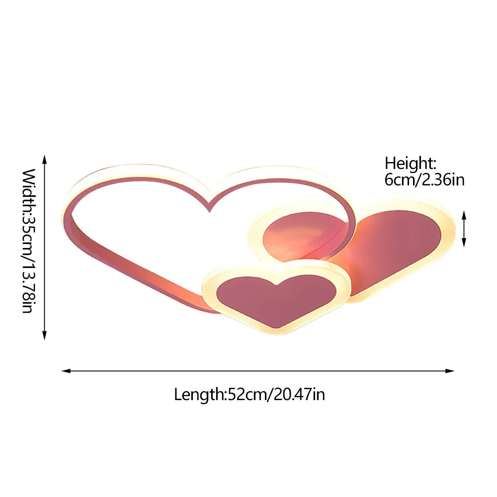 Heart Shaped LED Ceiling Lamp With Remote Control Adjustable Temperature