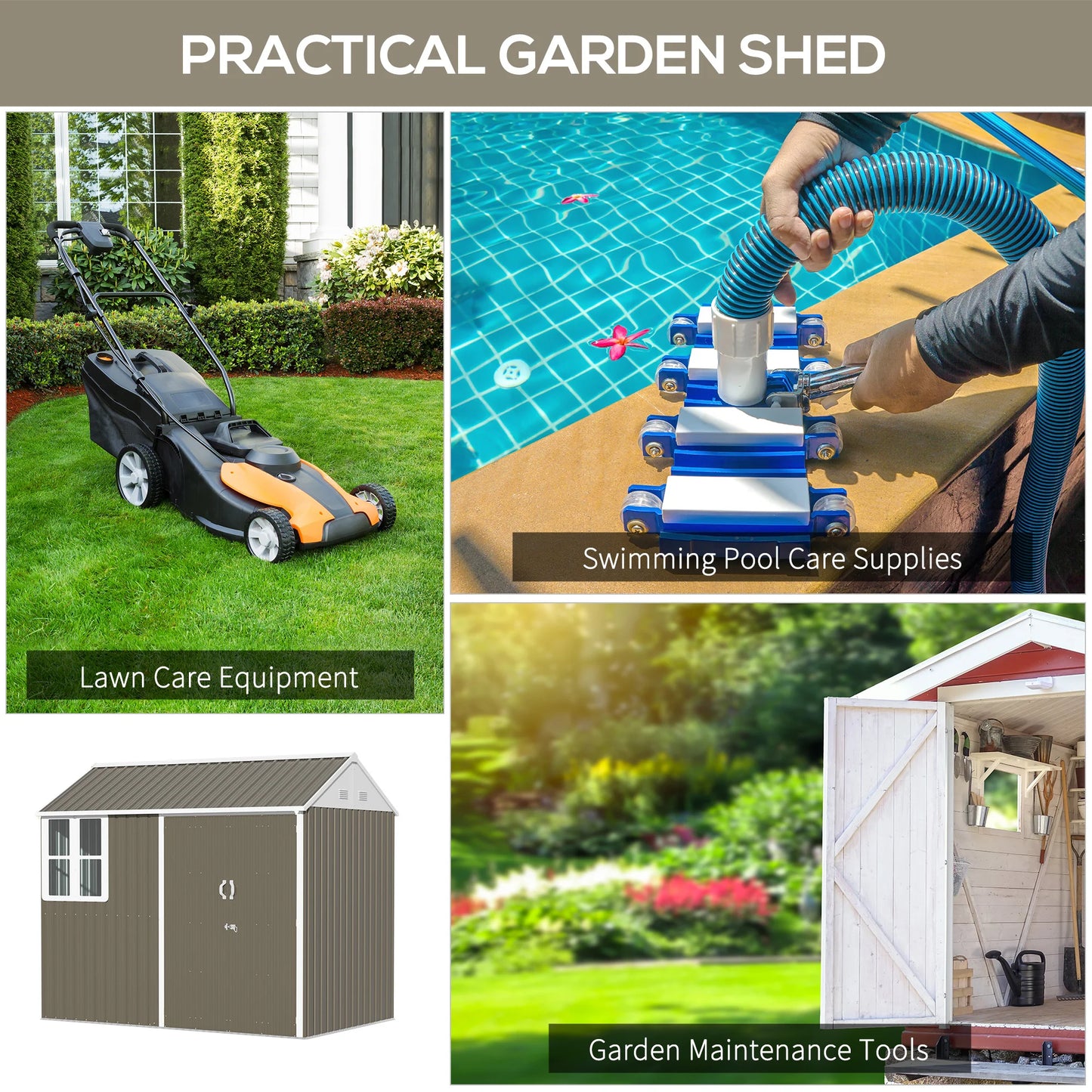 Outsunny Metal Garden Storage Shed With Two Doors Window