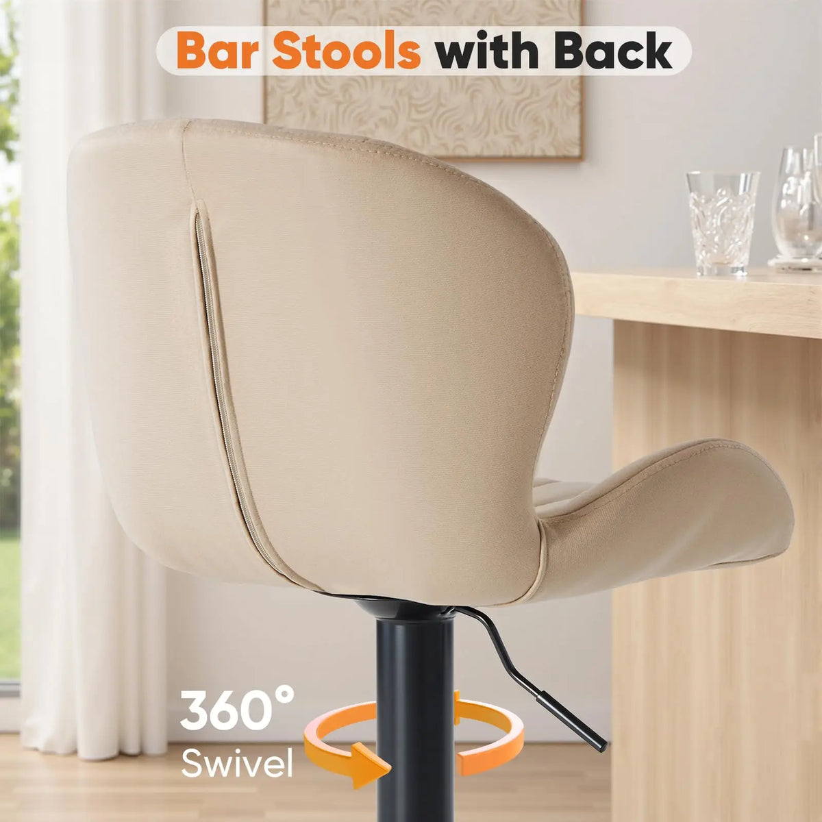 JHK Modern Fabric Upholstered Dining Chairs for Kitchen Island